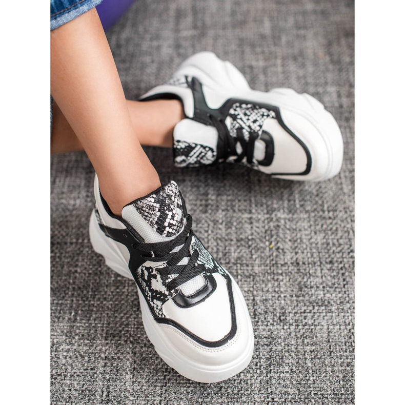 Weide Modne tenisice od eko kože bijela crna 1