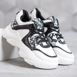 Weide Modne tenisice od eko kože bijela crna 2