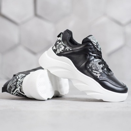 Weide Modne tenisice od eko kože crna 1