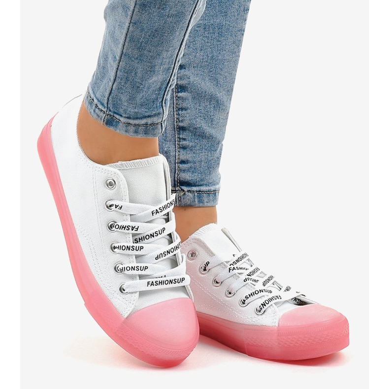 Bijele tenisice s ružičastim potplatima LTD205-2 bijela ružičasta 2