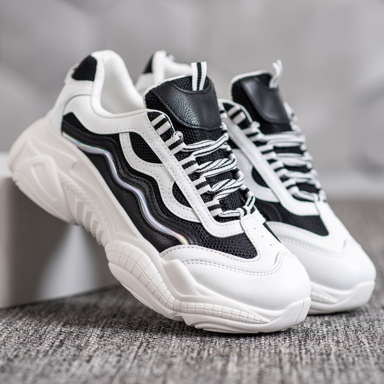 SHELOVET Tenisice na platformi bijela crna 1