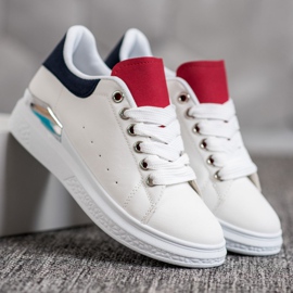 SHELOVET Tenisice na platformi s eko kožom bijela 2