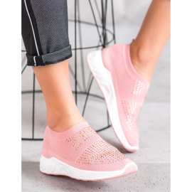 SHELOVET Klizne cipele s kristalima ružičasta 2