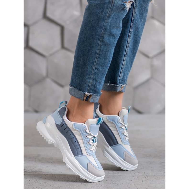 SHELOVET Modne cipele na platformi plava raznobojna 2