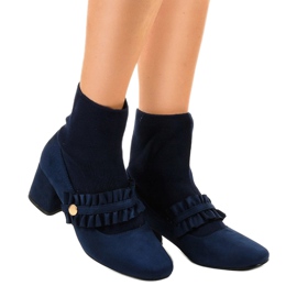 Teget pumpe od velura na stupu JM8118Y tamnoplava 1