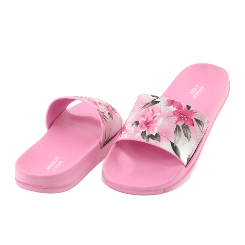 Cvijeće profilirane ružičaste papuče American Club bijela ružičasta siva zelena 4