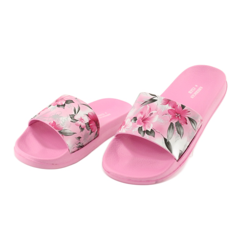 Cvijeće profilirane ružičaste papuče American Club bijela ružičasta siva zelena 3