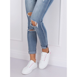 Bijele i ružičaste tenisice na vezanje BB77 Fushia bijela ružičasta 2