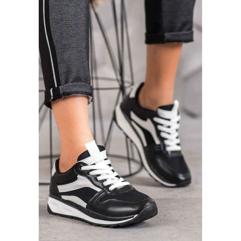 SHELOVET Vezane crne cipele bijela crno 2