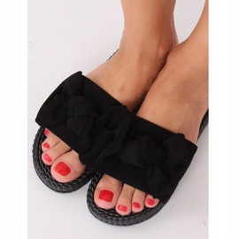 Crne ženske papuče s mašnicom YQ225P Crne crna 1