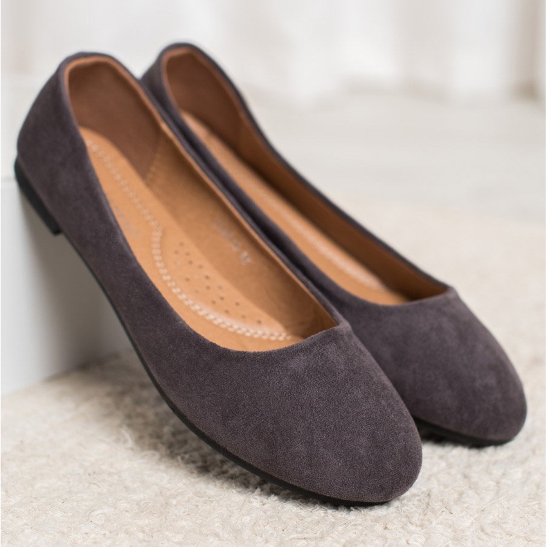 Diamantique Klasične balerine od antilopa siva 1