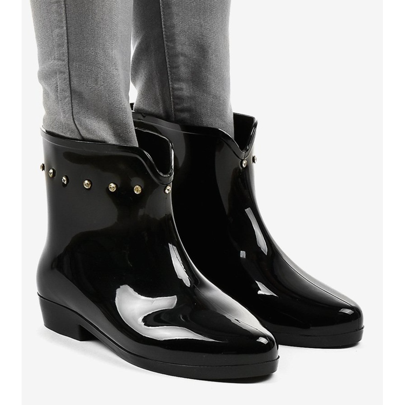 Crne kratke galoše s kubičnim cirkonijem SD97E-1 crno 1