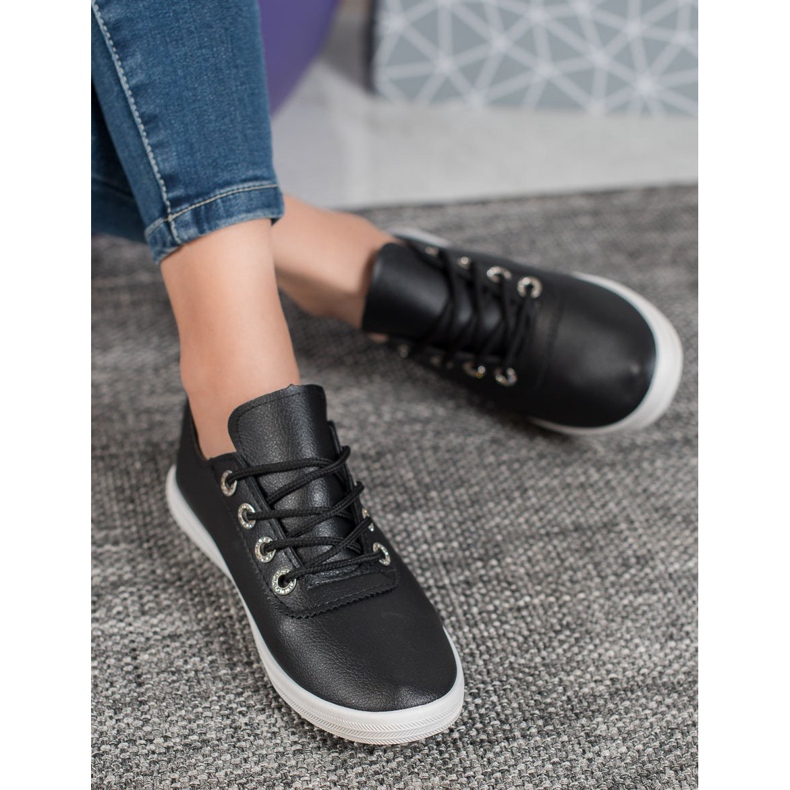 SHELOVET Elegantne tenisice s eko kožom crna 2