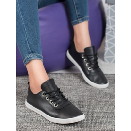 SHELOVET Elegantne tenisice s eko kožom crna 1