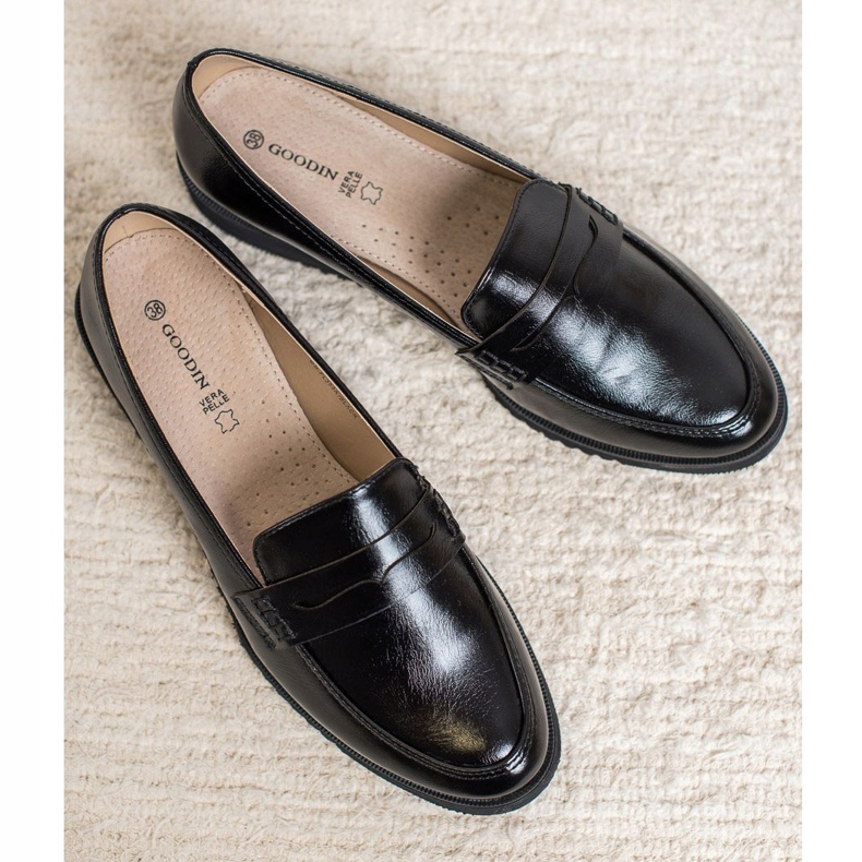 Goodin Mokasine s crnim klinom crna 2