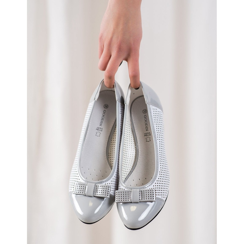 Goodin Ažurne pumpe s lukom bijela siva 1