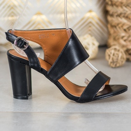 SHELOVET Udobne sandale s visokim potpeticama crna 2