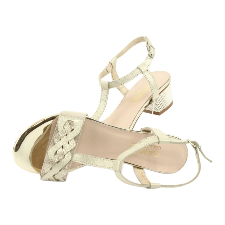 Gamis Ženske kožne sandale bež/zlato 3936 5