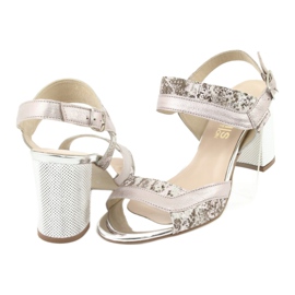 Sandale na stupu Gamis 3942 bež ružičasta srebro 4