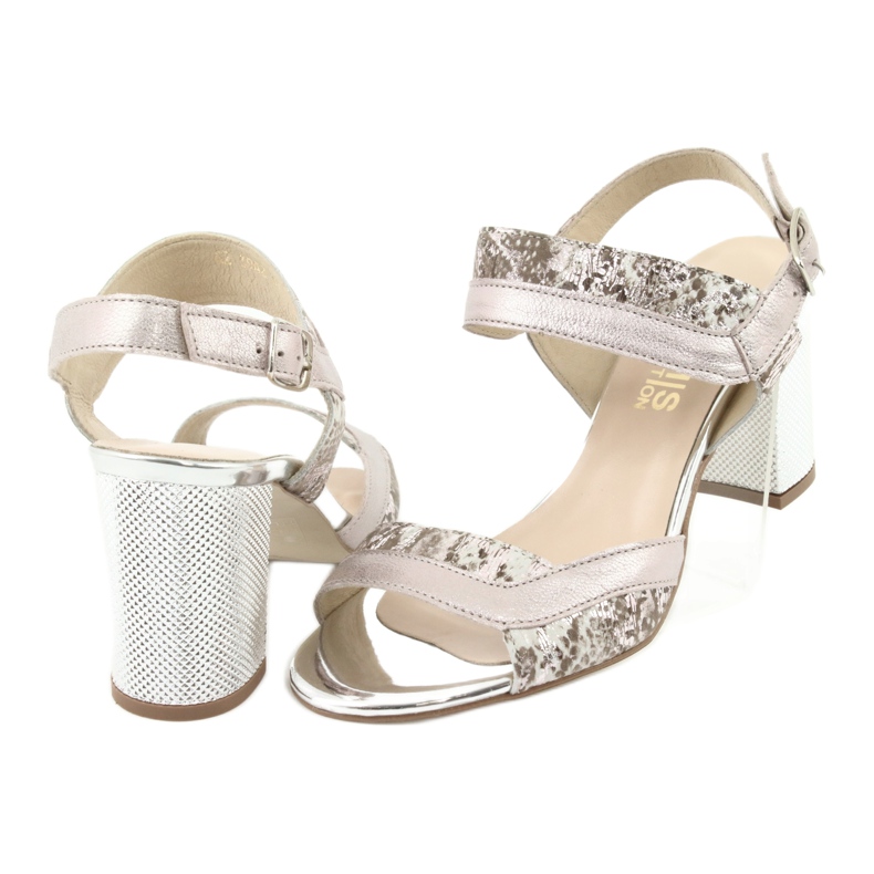 Sandale na stupu Gamis 3942 bež ružičasta srebro 4