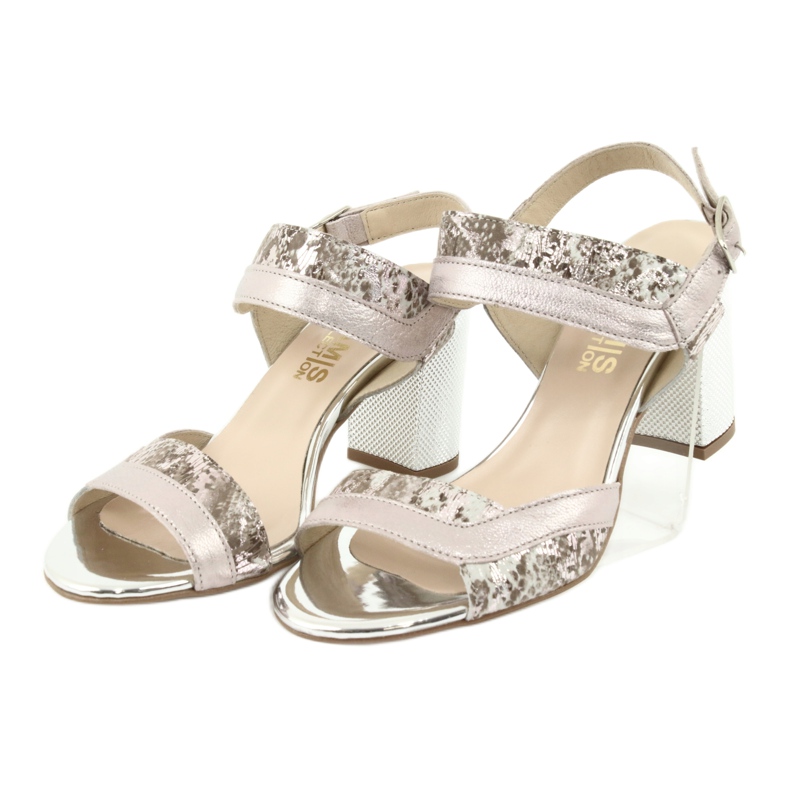 Sandale na stupu Gamis 3942 bež ružičasta srebro 3