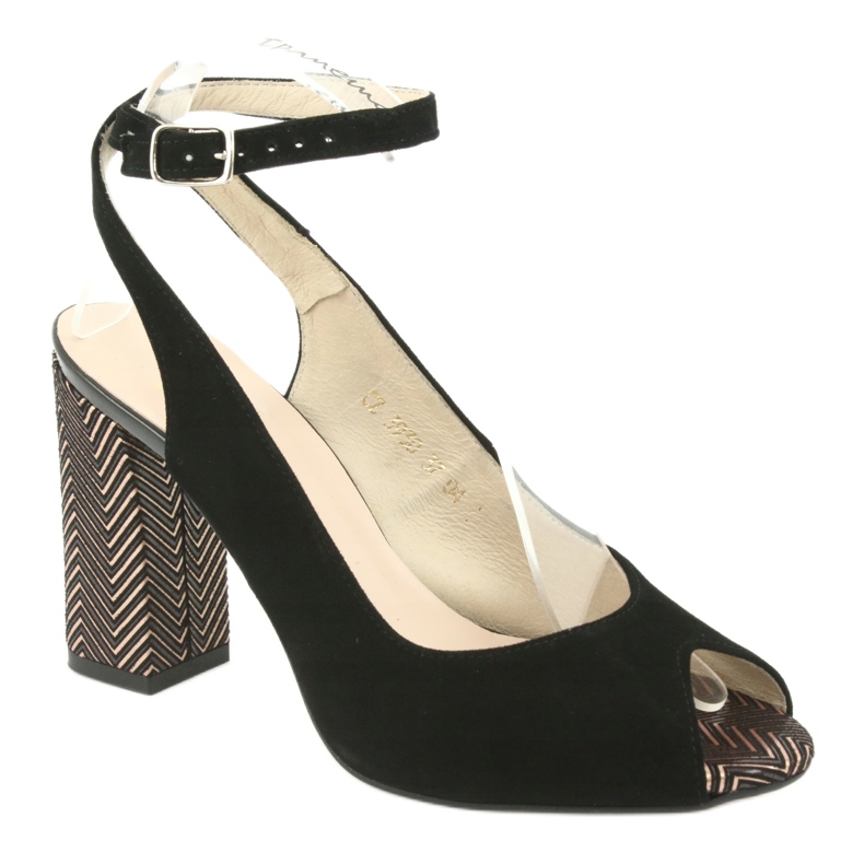 Gamis Ženske crne kožne sandale crne 3930 crno 1