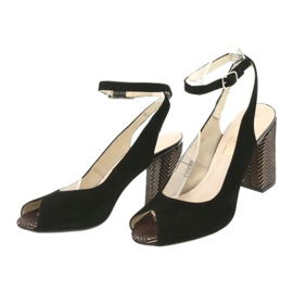 Gamis Ženske crne kožne sandale crne 3930 crno 3