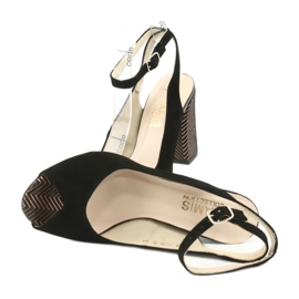 Gamis Ženske crne kožne sandale crne 3930 crno 5