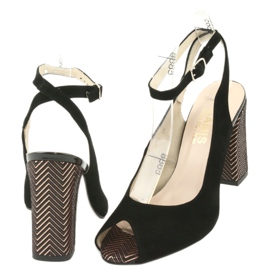 Gamis Ženske crne kožne sandale crne 3930 crno 4