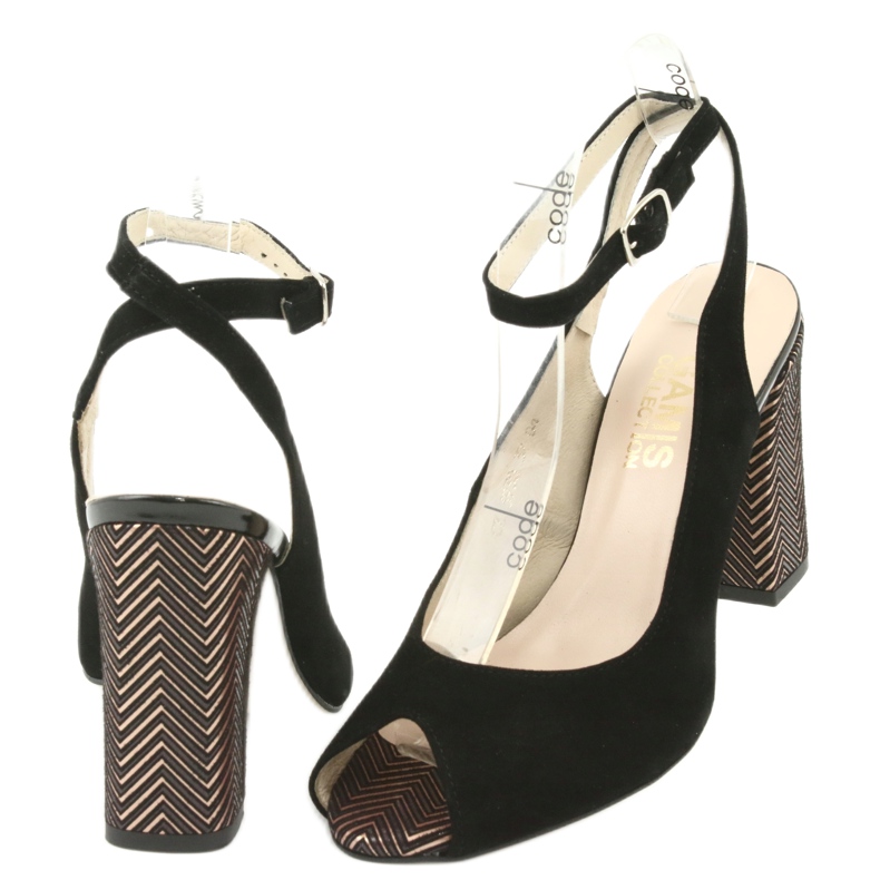 Gamis Ženske crne kožne sandale crne 3930 crno 4