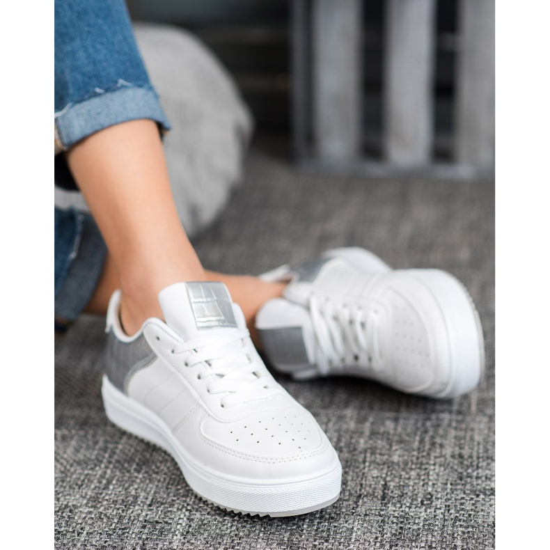 SHELOVET Elegantne cipele na platformi bijela siva 1