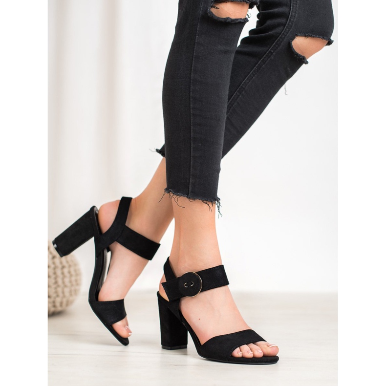 Crne sandale na šanku VINCEZA crna 2