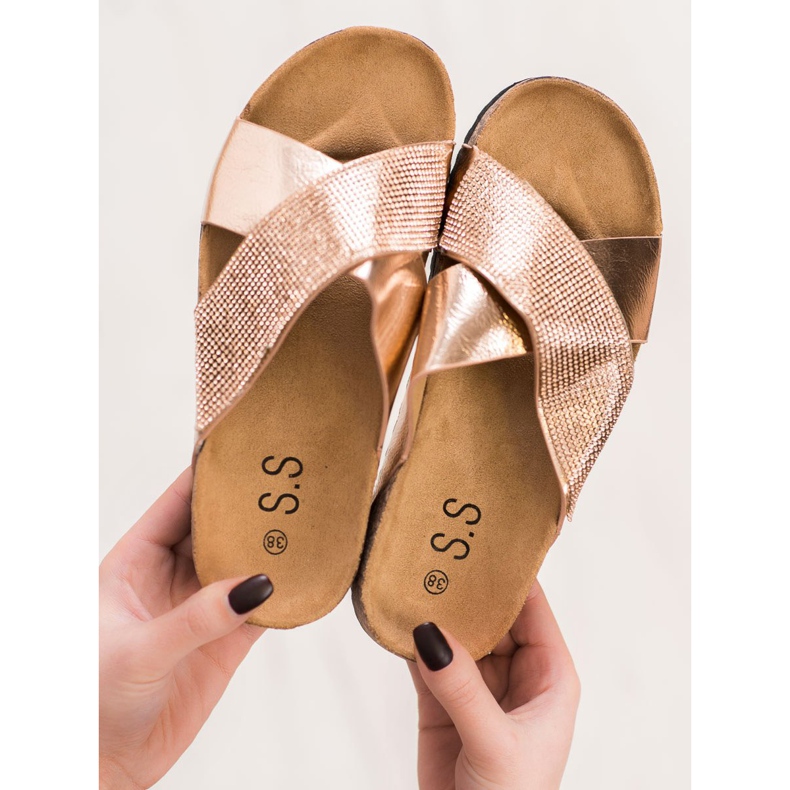 SHELOVET Klasične zlatne papuče zlatni 1