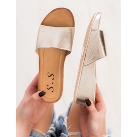 SHELOVET Elegantne papuče na klin žuta boja 1