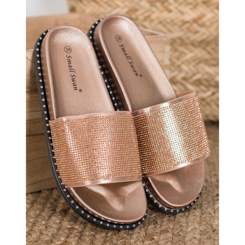 SHELOVET Modne papuče s kubnim cirkonijem žuta boja 2