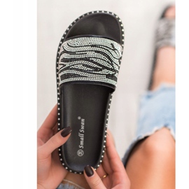 SHELOVET Modne papuče s kubnim cirkonijem crna siva 1