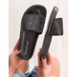 SHELOVET Modne papuče s kubnim cirkonijem crno 2