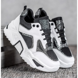 Seastar Modne tenisice sa sjajem bijela crna 1