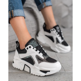 Seastar Modne tenisice sa sjajem bijela crna 2