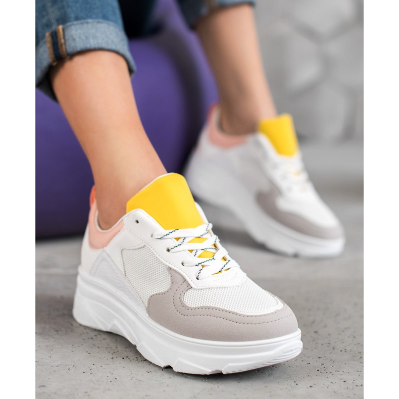 SHELOVET Ležerne tenisice od eko kože bijela raznobojna 1