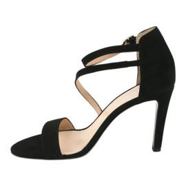 Crne kožne sandale na visokoj peti Edeo 3344 crno 2