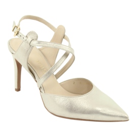 Anis Ženske kožne sandale Zlatne platine pruge 4771 zlatna 1