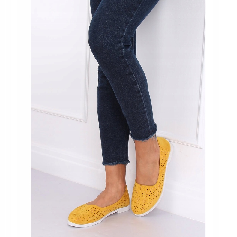 Medene ažurne balerinke ZA02P Žuta žuta boja 2