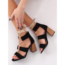 Crne sandale na visoku petu LL-229P Crna 2