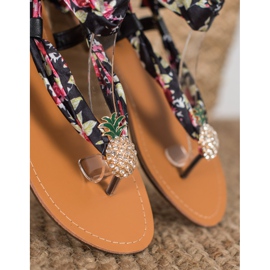 SHELOVET Vezane sandale s ananasom crno raznobojna 1