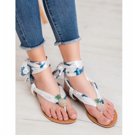 SHELOVET Vezane sandale s ananasom bijela višebojan 2