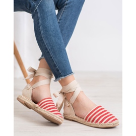 Small Swan Espadrile s ukrasnom vrpcom smeđa crvena 1
