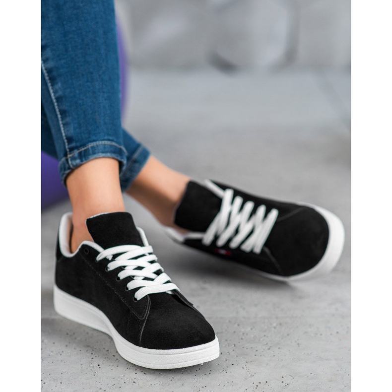 SHELOVET Udobne cipele od eko kože crno 2