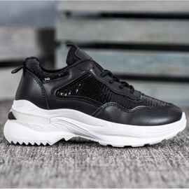 SHELOVET Modne tenisice sa šljokicama crno 1