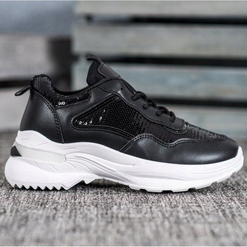 SHELOVET Modne tenisice sa šljokicama crna 1